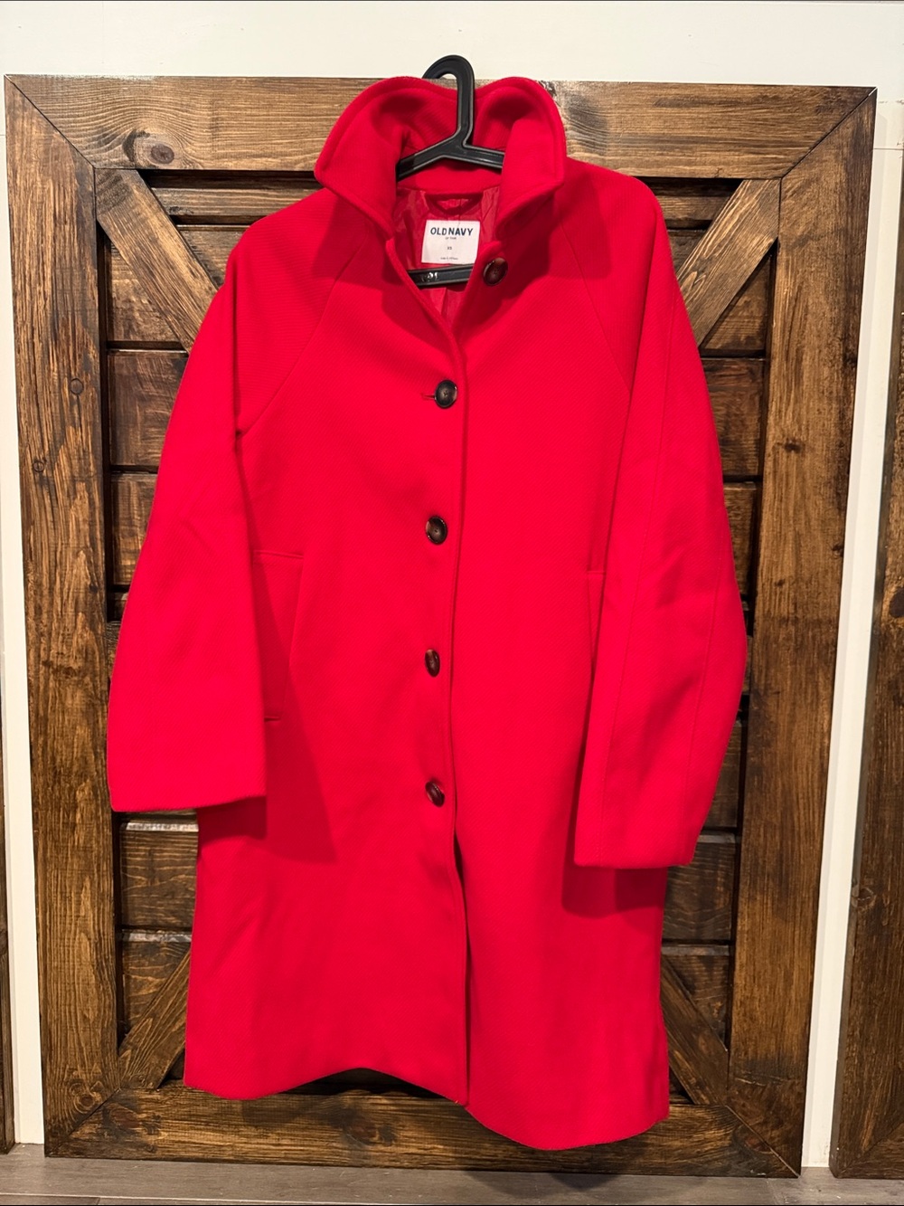 Old Navy Red Women's Button-Front Pea Coat